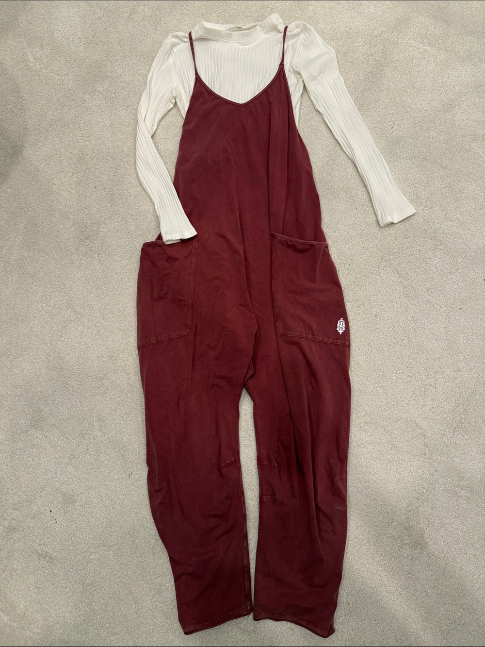 FP Movement by Free People Deep Wine Relaxed Jumpsuit